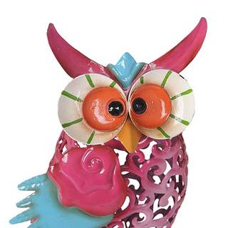 Sunjoy Whimsical Owls Hand Painted Metal Garden Sculpture Set of 3, 18-inches, 14-inches, 11-inches