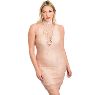 Shop the Trends Women's Plus Size Sleeveless Lace Bodycon Dress