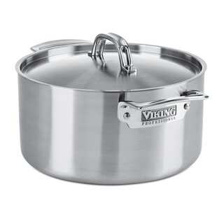 Viking Professional 5-Ply Stock Pot with Lid Satin Finish 6-Quart Stainless Steel