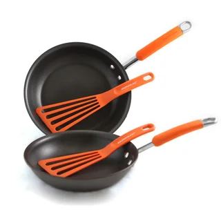 Rachael Ray Orange 4 Piece Open Skillets and Tool Set