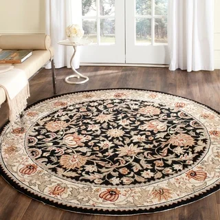 Safavieh Hand-hooked Easy to Care Black/ Ivory Rug (6' Round)