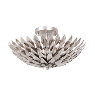 Crystorama Broche Collection 4-light Antique Silver Flush Mount