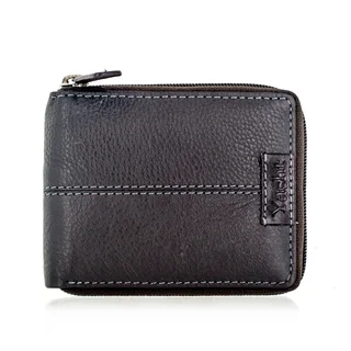 Faddism YACHT Series Men's Dark Brown Leather Zip-Around Wallet