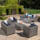 Puerta Outdoor 9-piece Wicker Sectional Sofa Set with Cushions - Thumbnail 4