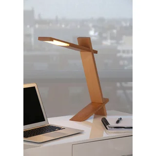 LumiSource Contemporary Plank Wood LED Desk Lamp