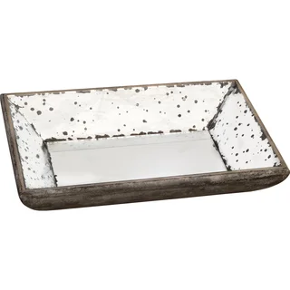 Silver-colored Wood and Glass Tray