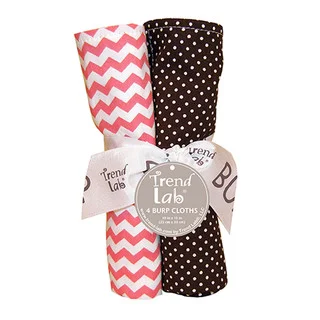 Trend Lab Baby Cocoa Coral 4 Pack Burp Cloth Set