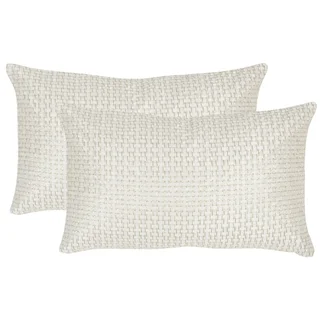 Safavieh Box Stitch 20-Inch White Gold Decorative Throw Pillow (Set of 2)