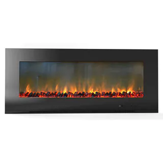 Cambridge CAM56WMEF-2BLK Metropolitan 56-inch Wall-mount Electronic Fireplace With Flat Panel and Realistic Logs