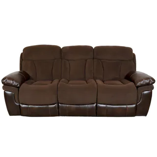 Porter Buck Chocolate Microfiber and Faux Leather Dual Reclining Sofa