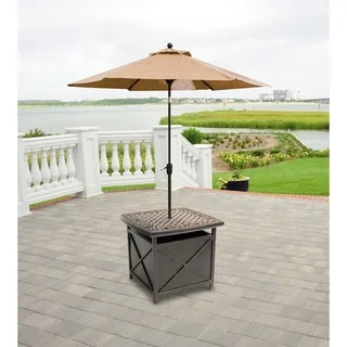 Hanover Outdoor Traditions TRADUMBTBL Cast-top Side Table and Umbrella Stand