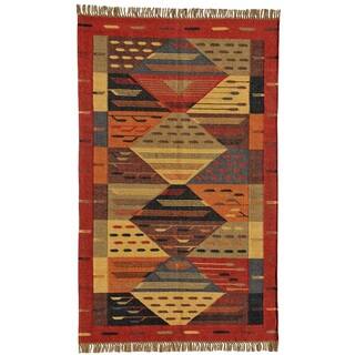 Handwoven Multicolored Wool Jute Kilim Dhurry Rug (6' x 9')