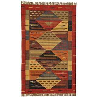 Hand Woven Arizona Wool Jute Kilim Dhurry Rug (5' x 8')