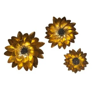 Evelyn Gold Leaf Wall Flowers (Set of 3)