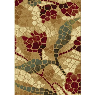 Machine-Made Majestic Floral Mosaic Gold Rug (7'10 x 10'10)