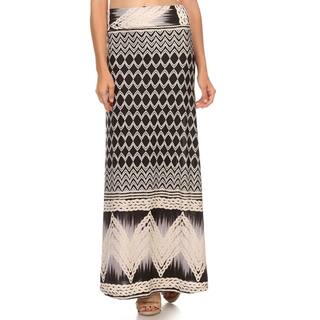 MOA Collection Women's Border Black Paisley Polyester/Spandex Maxi Skirt