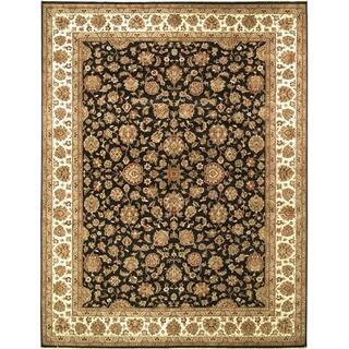 ecarpetgallery Hand-knotted Mirzapur Beige and Black Wool Rug (9'3 x 11'10)