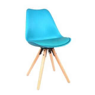 Viborg Mid-century Baby Blue Polypropylene Side Chair with Natural Wood Base (Set of 2)