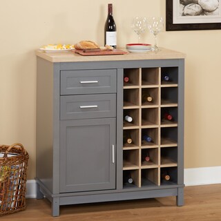 Simple Living Kennedy Grey MDF Wine Cabinet With Open Rack