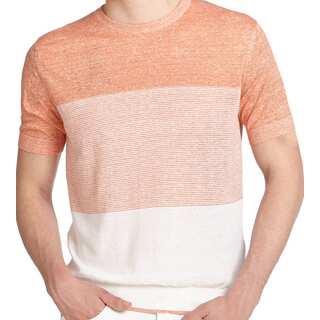Z Zegna Men's Orange and White Striped Sweater