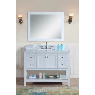 Ari Kitchen and Bath Emily White 48-inch Single Vanity Bathroom Set With Mirror