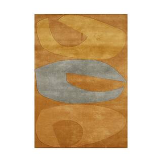 The Hand-carved Warm Apricot Alliyah Modern Abstract Wool Rug (5' x 8')