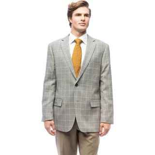 Men's Grey Windowpane Wool Jacket