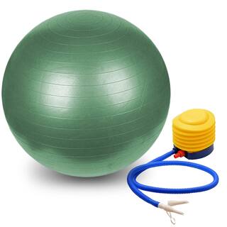 Pilates and Yoga Green Polymer 75-centimeter Burst-resistant Stability Ball with Pump