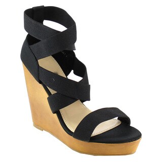 Beston Women's Criss Cross Wedge Sandals