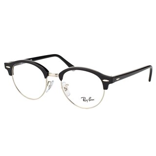 Ray-Ban Clubmaster RX 4246V 2000 Clubround Shiny Black/Silver Plastic 49-millimeter Eyeglasses