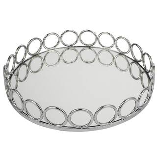 Round Mirrored 14-inch x 2-inch Gallery Tray