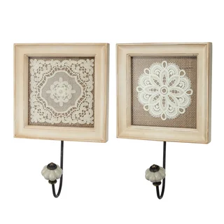 Wall Hooks Vintage Lace 6-inch x 3.5-inch x 10-inch (Set of 2)