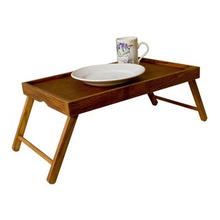 Sweet Home Collection Brown Wood Serving Tray Table with Folding Legs