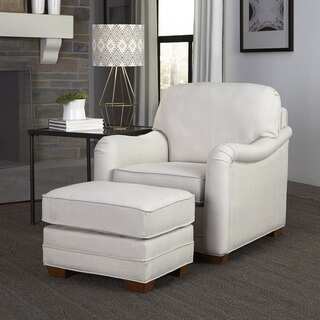 Heather Ivory Upholstered Stationary Chair and Ottoman