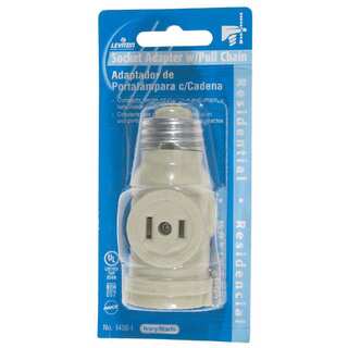 Leviton C23-01406-00I Ivory 2 Outlet Lamp Socket & Pull Chain