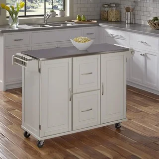 Patriot White/ Black Wooden Kitchen Cart by Home Styles