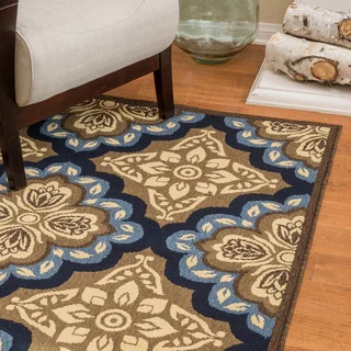 Christopher Knight Home Roxanne Faye Indoor/Outdoor Blue Floral Rug (8' x 10')