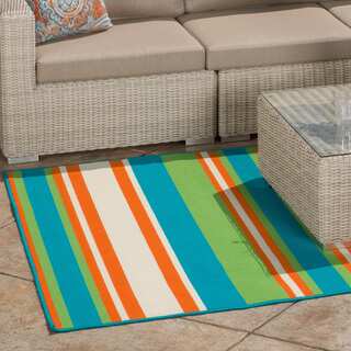 Christopher Knight Home Roxanne Abby Indoor/Outdoor Turquoise Stripe Rug (5' x 8')
