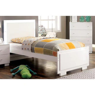 Furniture of America Isobelle Modern White Platform Bed with LED Trim
