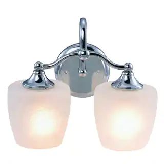 Eva Chrome Finish 2-light Vanity Light Fixture with Frosted Crackle Glass