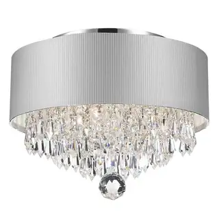 Modern Elegance 3-light Chrome Finish and Crystal Ball Prism Medium Chandelier with Small White Acrylic Drum Shade