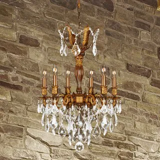 French Imperial Collection 6-light French Gold Finish and Clear Crystal Chandelier