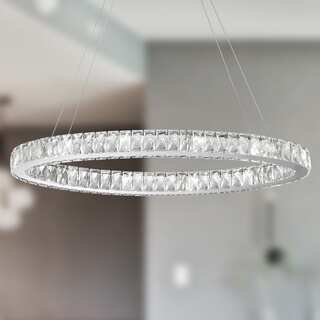 Galaxy 14 LED-light Chrome Finish and Clear Crystal Oval Ring Chandelier
