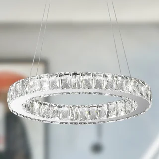 Galaxy 10-light LED Chrome Finish and Clear Crystal Oval Ring Chandelier