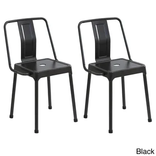 LumiSource Carbon Black/Cappuccino/Red Metal Industrial-style Energy Chairs (Set of 2)