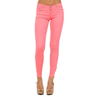 Dinamit Cotton and Lycra Skinny-fit Side Zipper Colored Pants