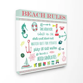 Prints Beach Rules Typography and Icons Wall Plaque Art