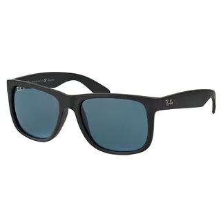 Ray-Ban RB 4165 622/2V Justin Black Rubber Plastic Rectangle Blue Polarized Lens Sunglasses