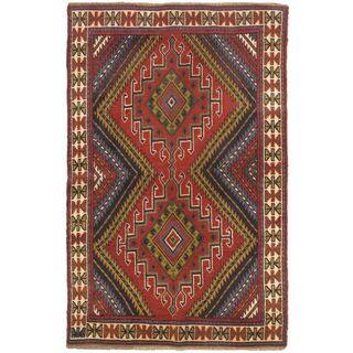 eCarpetGallery Persian Vogue Hand-knotted Beige/Red Wool Rug (3'9 x 5'8)