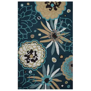 Rizzy Home Navy Azzura HIll Indoor/Outdoor Floral Area Rug (5' x 7'6)